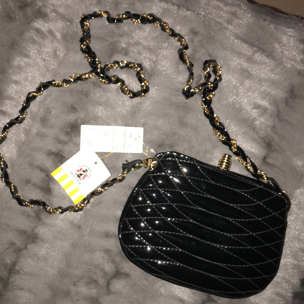 Black patent leather Giorgio crossbody purse